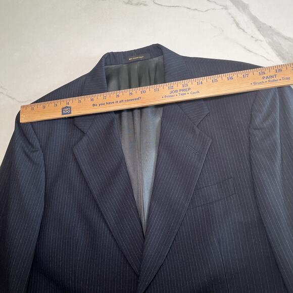 Vintage Givenchy Monsieur Blazer 40R Wool Navy Blue Pinstripe USA Sport Coat - Picture 3 of 14